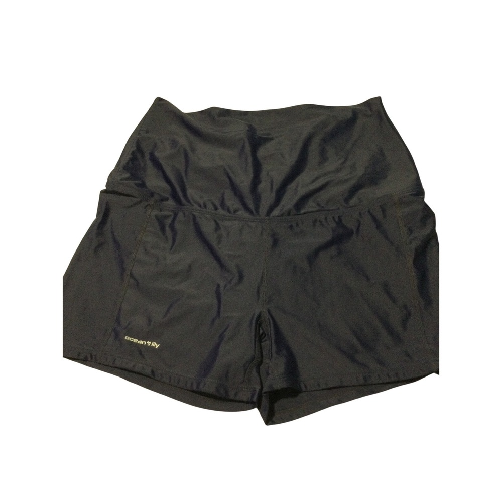 Ocean Lily Maternity Swim Shorts Black High Waist Over Belly Board Shorts Large